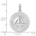 De-Ani Sterling Silver Rhodium-Plated Pentwater Michigan Circle with Sailboat Pendant - Image 3