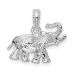 De-Ani Sterling Silver Rhodium-Plated Polished Elephant Pendant - Image 4