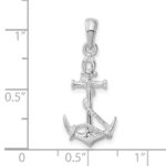 De-Ani Sterling Silver Rhodium-Plated 3D Anchor with Rope and Shackle Pendant - Image 3