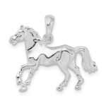 De-Ani Sterling Silver Rhodium-Plated Polished 3D Walking Horse Pendant - Image 4