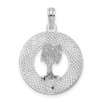 De-Ani Sterling Silver Rhodium-Plated Polished Sanibel Circle with Palm Tree Pendant - Image 4