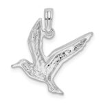 De-Ani Sterling Silver Rhodium-Plated Polished Flying Seagull Pendant - Image 4