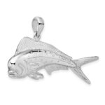 De-Ani Sterling Silver Rhodium-Plated Polished 3D Mahi-Mahi Fish Pendant - Image 5