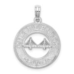 De-Ani Sterling Silver Rhodium-Plated Textured Charleston with Bridge Pendant