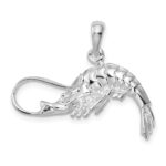 De-Ani Sterling Silver Rhodium-Plated Polished 3D Shrimp Pendant