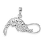 De-Ani Sterling Silver Rhodium-Plated Polished 3D Shrimp Pendant - Image 4