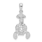 De-Ani Sterling Silver Rhodium-Plated Polished Moveable Lobster Pendant - Image 4