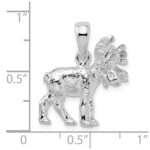 De-Ani Sterling Silver Rhodium-Plated Textured 3D Standing Moose Pendant - Image 3