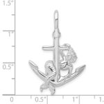 De-Ani Sterling Silver Rhodium-Plated Polished 3D Anchor with Mermaid Pendant - Image 3