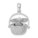 De-Ani Sterling Silver Rhodium-Plated Polished 3D Nantucket Basket Pendant - Image 3
