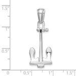 De-Ani Sterling Silver Rhodium-Plated Polished 3D Large Navy Anchor Pendant - Image 3