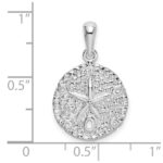 De-Ani Sterling Silver Rhodium-Plated Polished and Textured Sand Dollar Pendant - Image 3