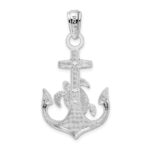 De-Ani Sterling Silver Rhodium-Plated Polished Anchor with Sea Turtle Pendant - Image 4