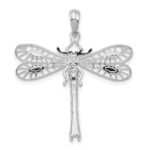 De-Ani Sterling Silver Rhodium-Plated Polished Cut-Out Dragonfly Pendant - Image 4