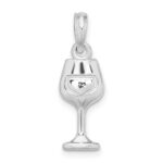 De-Ani Sterling Silver Rhodium-Plated Polished Wine Glass Pendant