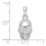 De-Ani Sterling Silver Rhodium-Plated Polished 3D Skull Pendant - Image 3