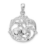 De-Ani Sterling Silver Rhodium-Plated Polished Cut-Out Shell Cluster Pendant - Image 4
