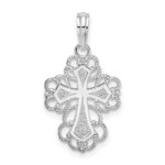 De-Ani Sterling Silver Rhodium-Plated Polished Fancy Lacy Cross Pendant