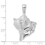 De-Ani Sterling Silver Rhodium-Plated Polished Conch Shell Pendant - Image 3