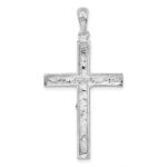 De-Ani Sterling Silver Rhodium-Plated Polished Textured Latin Crucifix Pendant - Image 4