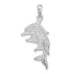 De-Ani Sterling Silver Rhodium-Plated Polished Double Dolphins Pendant - Image 4