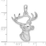 De-Ani Sterling Silver Rhodium-Plated 6-point Buck Deer Head Profile Pendant - Image 3