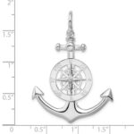 De-Ani Sterling Silver Rhodium-Plated Polished 3D Large Anchor with Compass Pendant - Image 3