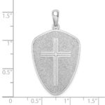 De-Ani Sterling Silver Rhodium-Plated Textured Cross Shield Joshua 1:9 Reverse Pendant - Image 4