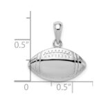 De-Ani Sterling Silver Rhodium-Plated Polished Football Pendant - Image 3