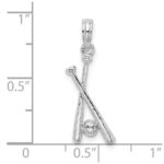 De-Ani Sterling Silver Rhodium-Plated Polished Baseball Bats and Ball Pendant - Image 2