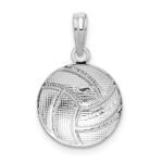 De-Ani Sterling Silver Rhodium-Plated Polished Volleyball Pendant - Image 4