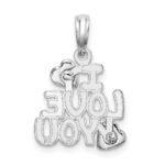 De-Ani Sterling Silver Rhodium-plated Polished I LOVE YOU with Hearts Pendant - Image 4