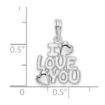 De-Ani Sterling Silver Rhodium-plated Polished I LOVE YOU with Hearts Pendant - Image 3