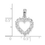 De-Ani Sterling Silver Rhodium-plated Polished Lacey Edge Open Heart Pendant - Image 3