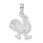 De-Ani Sterling Silver Rhodium-Plated Polished and Textured Flat Rooster Pendant - Image 4