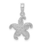 De-Ani Sterling Silver Rhodium-Plated Polished Puffed Starfish Pendant