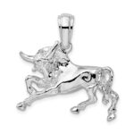 De-Ani Sterling Silver Rhodium-Plated Polished Raging Bull Pendant