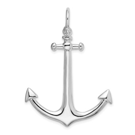 De-Ani Sterling Silver Rhodium-Plated Polished 3D Large Anchor Pendant