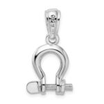 De-Ani Sterling Silver Rhodium-Plated Polished 3D Medium Shackle Link Pendant - Image 4