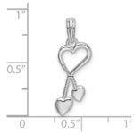 De-Ani Sterling Silver Rhodium-Plated Polished Cut-Out Heart with Tassel Pendant - Image 3