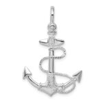De-Ani Sterling Silver Rhodium-Plated Polished and Textured 3D Anchor with Rope Pendant - Image 4