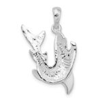 De-Ani Sterling Silver Rhodium-Plated Polished Jumping Shark Pendant - Image 4