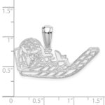 De-Ani Sterling Silver Rhodium-Plated Polished Cut-Out Flat Airboat Pendant - Image 3