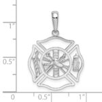 De-Ani Sterling Silver Rhodium-plated Polished Cut-Out Fireman Shield Pendant - Image 3
