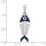 De-Ani Sterling Silver Rhodium-Plated Polished 3D Enameled Fishbone Pendant - Image 4