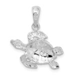 De-Ani Sterling Silver Rhodium-Plated Polished Enameled Sea Turtle Pendant - Image 4