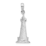 De-Ani Sterling Silver Rhodium-Plated Enameled Cape Hatteras Lighthouse Pendant - Image 4