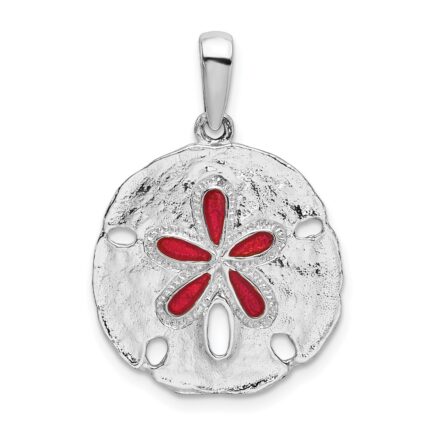De-Ani Sterling Silver Rhodium-Plated Polished Enameled Sand Dollar Pendant