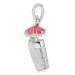 De-Ani Sterling Silver Rhodium-Plated 3D Enameled Cocktail Drink Pendant - Image 2