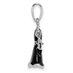 De-Ani Sterling Silver Rhodium-Plated 3D Enameled Black Dress and Shoe Pendant - Image 2
